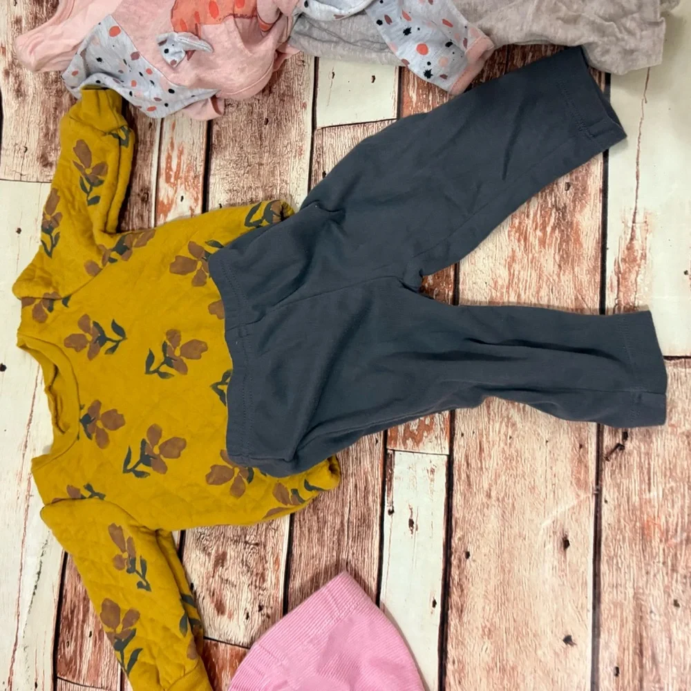 Baby Clothing Bundle - Pink, Yellow, Gray